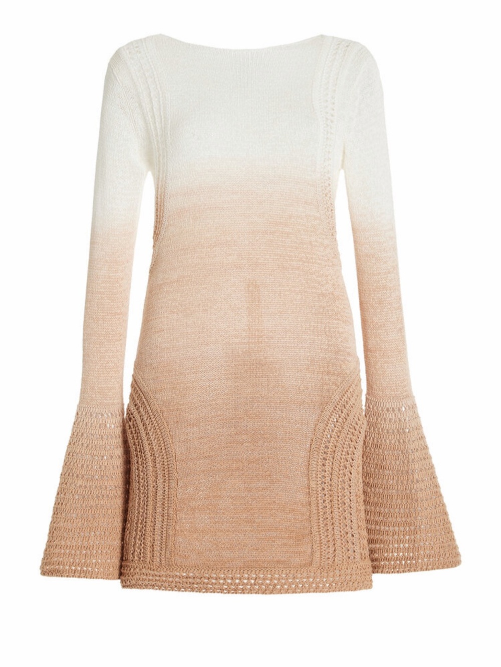 Women's Long Sleeve Ombre Knit Dress - Cream to Tan